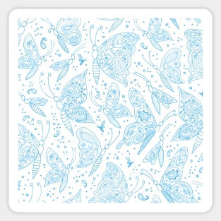 Paisley butterflies white-blue Sticker